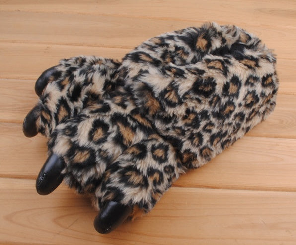 Warm Leopard Slippers – Cozy Plush Non-Slip Indoor Slippers for Women